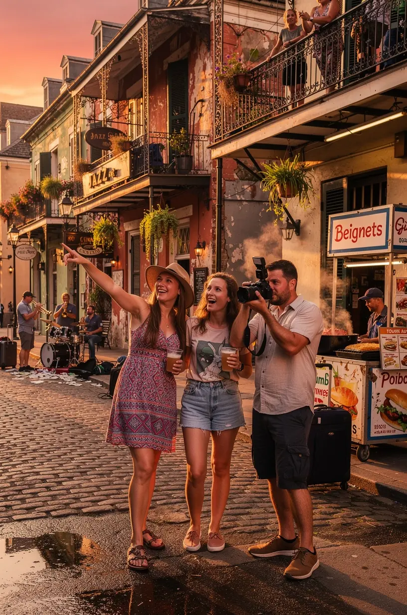 Путешественник в центре города США с легкой сумкой, наслаждающийся свободой без багажа благодаря услуге доставки в тот же день. Курьер с фирменным рюкзаком доставляет багаж от отеля к туристической достопримечательности в оживленном городском пейзаже. Карта города с отмеченными отелями и туристическими местами, иллюстрирующая маршруты быстрой доставки багажа для комфортного путешествия.